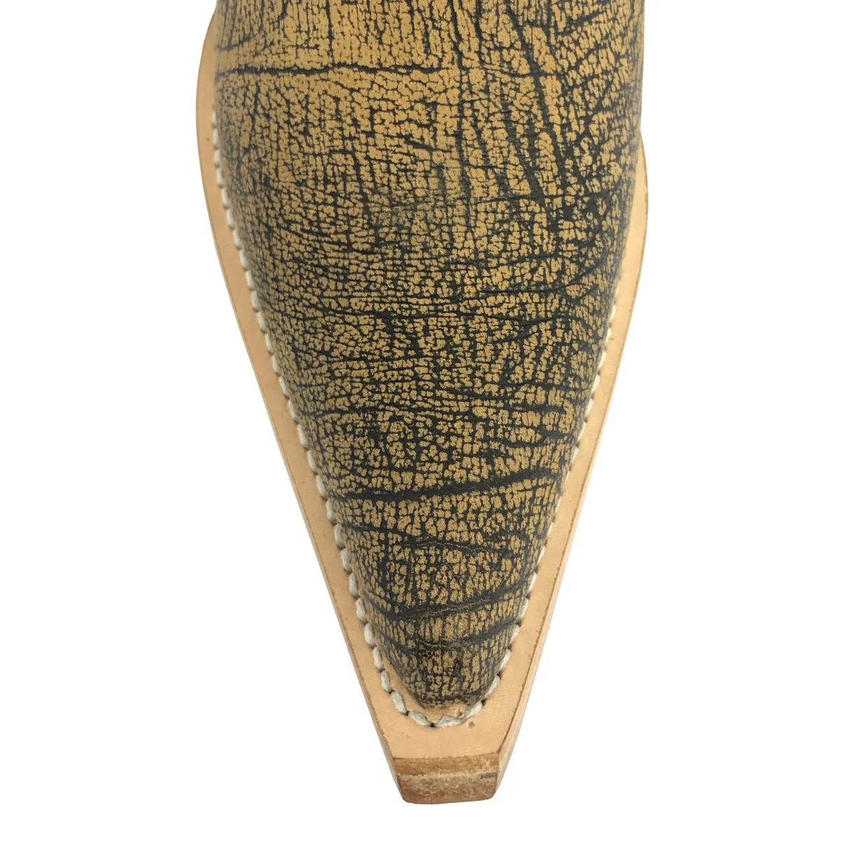 Bota Reizinho Premium Couro Bovino Imitação Elefante Black Cognac Limited Edition - Cano Alto, Bico Fino, Solado Couro A