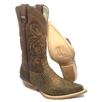 Bota Reizinho Premium Couro Bovino Imitação Elefante Black Cognac Limited Edition - Cano Alto, Bico Fino, Solado Couro A - imagem 1