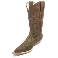 Bota Reizinho Premium Couro Bovino Imitação Elefante Black Cognac Limited Edition - Cano Alto, Bico Fino, Solado Couro A - imagem 3