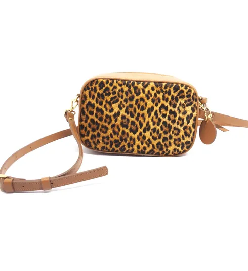 Bolsa De Couro Bovino Legítimo Com Estampa De Onça
