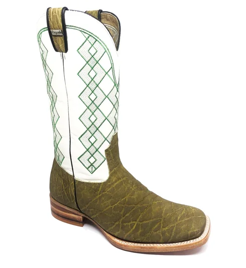 Bota Texana de Couro de Elefante Verde Musgo | Limited Edition | Linha Premium | Reizinho Botas