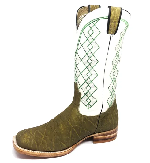 Bota Texana de Couro de Elefante Verde Musgo | Limited Edition | Linha Premium | Reizinho Botas