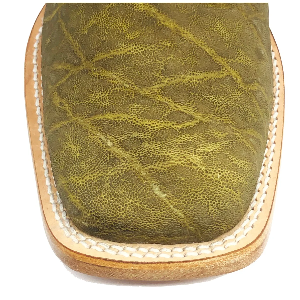 Bota Reizinho Premium Couro De Elefante Verde Musgo Limited Edition - Cano Alto, Bico Quadrado, Solado Couro Artesanal