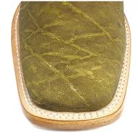 Bota Reizinho Premium Couro De Elefante Verde Musgo Limited Edition - Cano Alto, Bico Quadrado, Solado Couro Artesanal - imagem 5