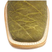 Bota Reizinho Premium Couro De Elefante Verde Musgo Limited Edition - Cano Alto, Bico Quadrado, Solado Couro Artesanal - imagem 8