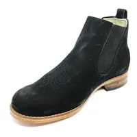 Bota Casual De Couro Bovino Bufalada Preta - Cano Curto, Bico Redondo, Solado De Couro Artesanal - imagem 2