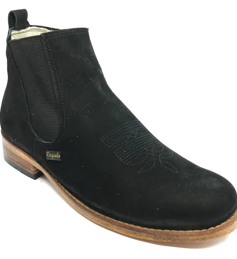 Bota Casual De Couro Bovino Bufalada Preta - Cano Curto, Bico Redondo, Solado De Couro Artesanal