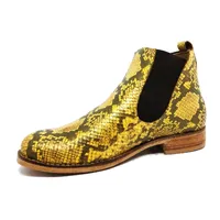 Bota Casual de Couro Bovino Imitação de Cobra Yellow - Cano Curto, Bico Redondo, SOLADO DE COURO ARTESANAL - imagem 6