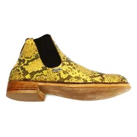 Bota Casual de Couro Bovino Imitação de Cobra Yellow - Cano Curto, Bico Redondo, SOLADO DE COURO ARTESANAL - imagem 3