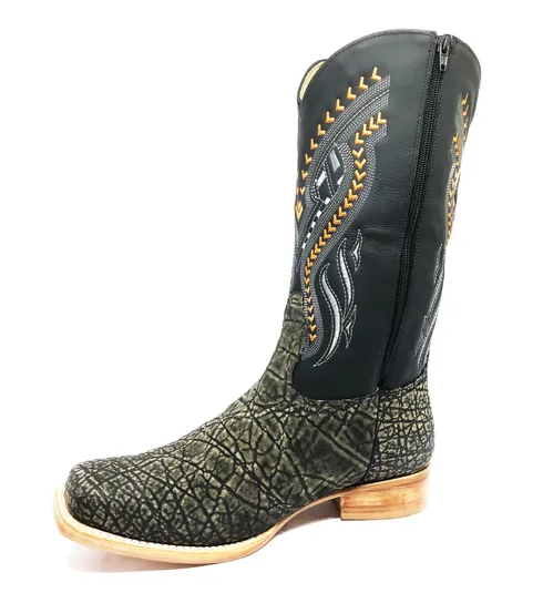 Bota Texana de Couro de Elefante Cinza Natural | Limited Edition | Linha Premium | Reizinho Botas