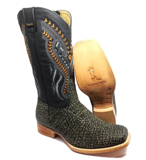 Bota Texana de Couro de Elefante Cinza Natural | Limited Edition | Linha Premium | Reizinho Botas