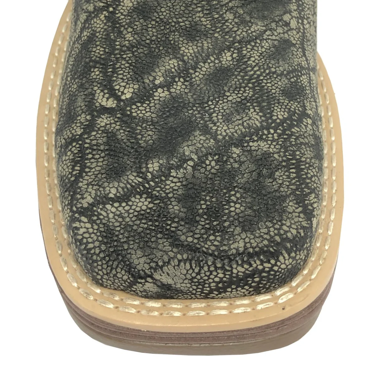 Bota Reizinho Premium Couro De Elefante Cinza Natural Limited Edition - Cano Alto, Bico Quadrado, Solado Jump