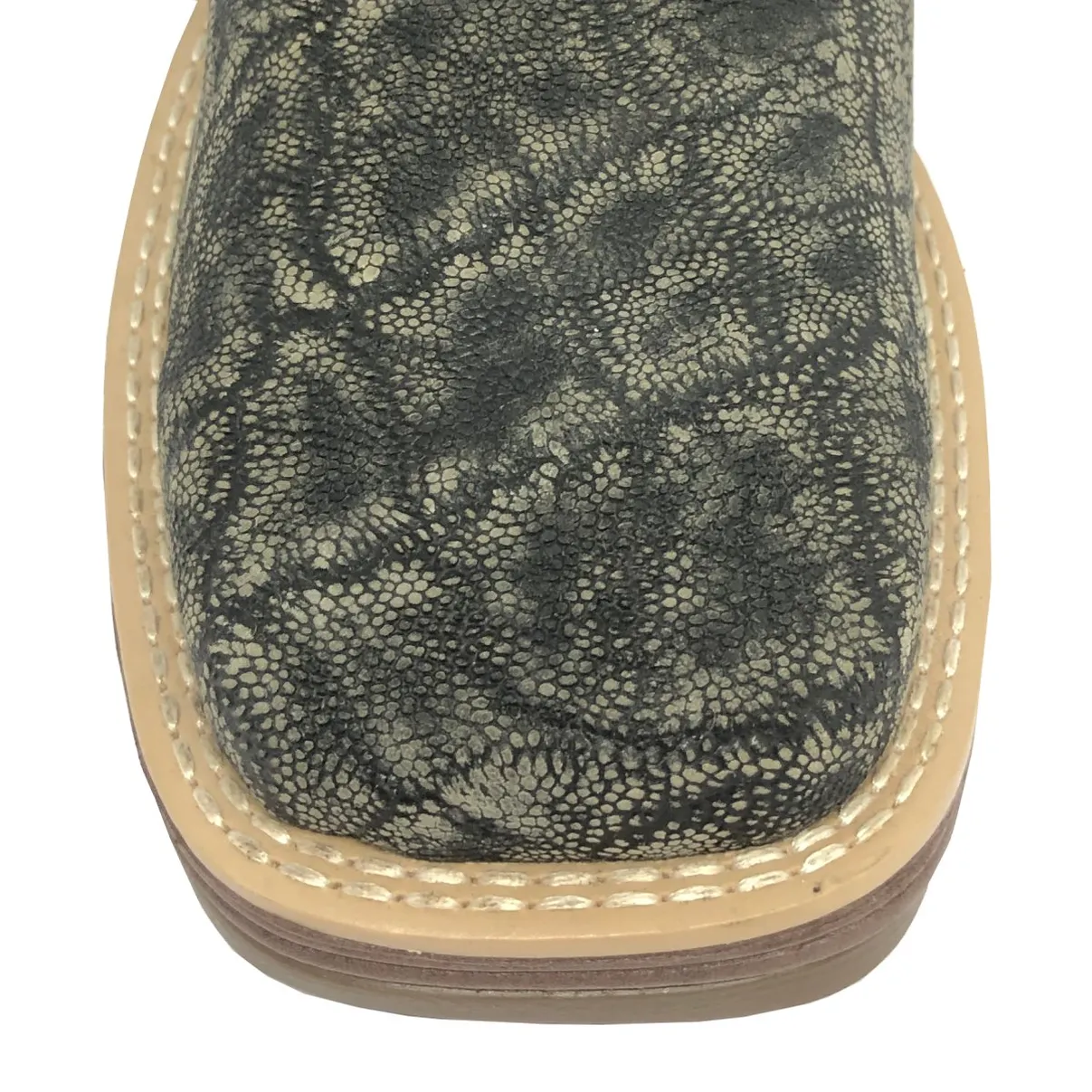 Bota Reizinho Premium Couro De Elefante Cinza Natural Limited Edition - Cano Alto, Bico Quadrado, Solado Jump