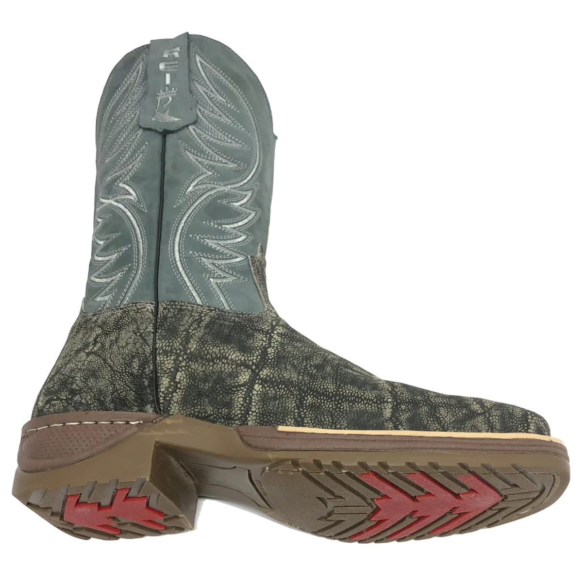 Bota Reizinho Premium Couro De Elefante Cinza Natural Limited Edition - Cano Alto, Bico Quadrado, Solado Jump