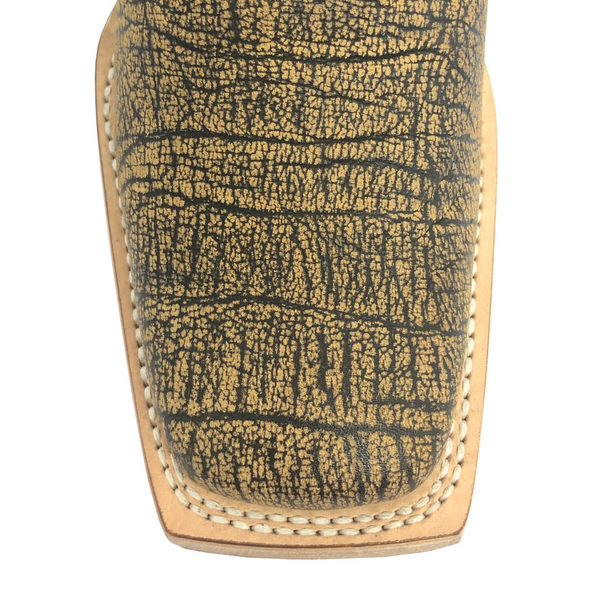 Bota Reizinho Premium Couro Bovino Imitação Elefante Black Cognac Limited Edition - Cano Alto, Bico Quadrado, Solado Cou