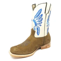 Bota Reizinho Premium De Couro Bovino Bufalada Marfim Limited Edition - Cano Médio, Bico Quadrado, Solado Couro Artesana - imagem 2