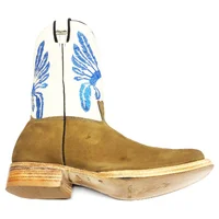 Bota Reizinho Premium De Couro Bovino Bufalada Marfim Limited Edition - Cano Médio, Bico Quadrado, Solado Couro Artesana - imagem 5