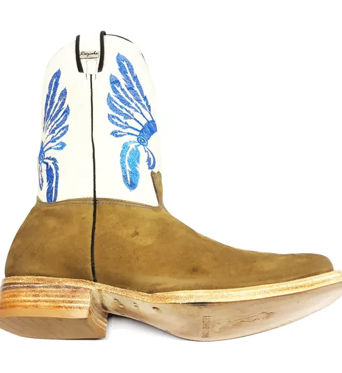 Bota Texana de Couro Bovino Bufalada Marfim | Reizinho Botas