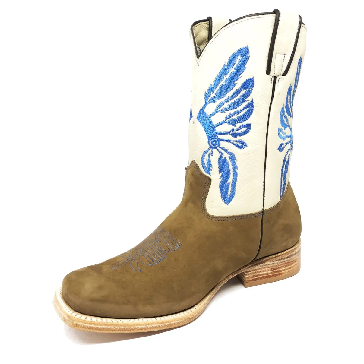 Bota Reizinho Premium De Couro Bovino Bufalada Marfim Limited Edition - Cano Médio, Bico Quadrado, Solado Couro Artesana