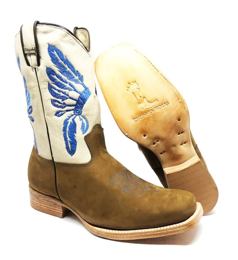 Bota Texana de Couro Bovino Bufalada Marfim | Reizinho Botas