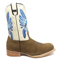 Bota Reizinho Premium De Couro Bovino Bufalada Marfim Limited Edition - Cano Médio, Bico Quadrado, Solado Couro Artesana - imagem 5