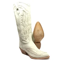 Bota Reizinho Western Premium Couro Bovino Off White Limited Edition - Cano Alto, Bico Fino Arredondado, Solado Couro Ar - imagem 1