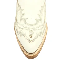 Bota Reizinho Western Premium Couro Bovino Off White Limited Edition - Cano Alto, Bico Fino Arredondado, Solado Couro Ar - imagem 6