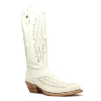Bota Reizinho Western Premium Couro Bovino Off White Limited Edition - Cano Alto, Bico Fino Arredondado, Solado Couro Ar - imagem 6