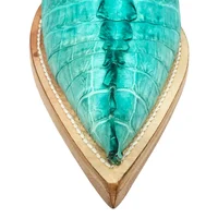 Bota Reizinho Premium De Couro De Jacaré Azul Ocean Rabo Limited Edition - Cano Alto, Bico Fino, Solado De Couro Artesan - imagem 10