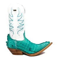 Bota Reizinho Premium De Couro De Jacaré Azul Ocean Rabo Limited Edition - Cano Alto, Bico Fino, Solado De Couro Artesan - imagem 6