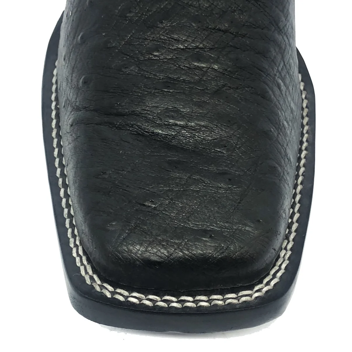 Bota Reizinho Premium Couro De Barriga De Avestruz Preta Limited Edition - Cano Curto, Bico Quadrado Solado Couro Artesa