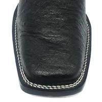 Bota Reizinho Premium Couro De Barriga De Avestruz Preta Limited Edition - Cano Curto, Bico Quadrado Solado Couro Artesa - imagem 4