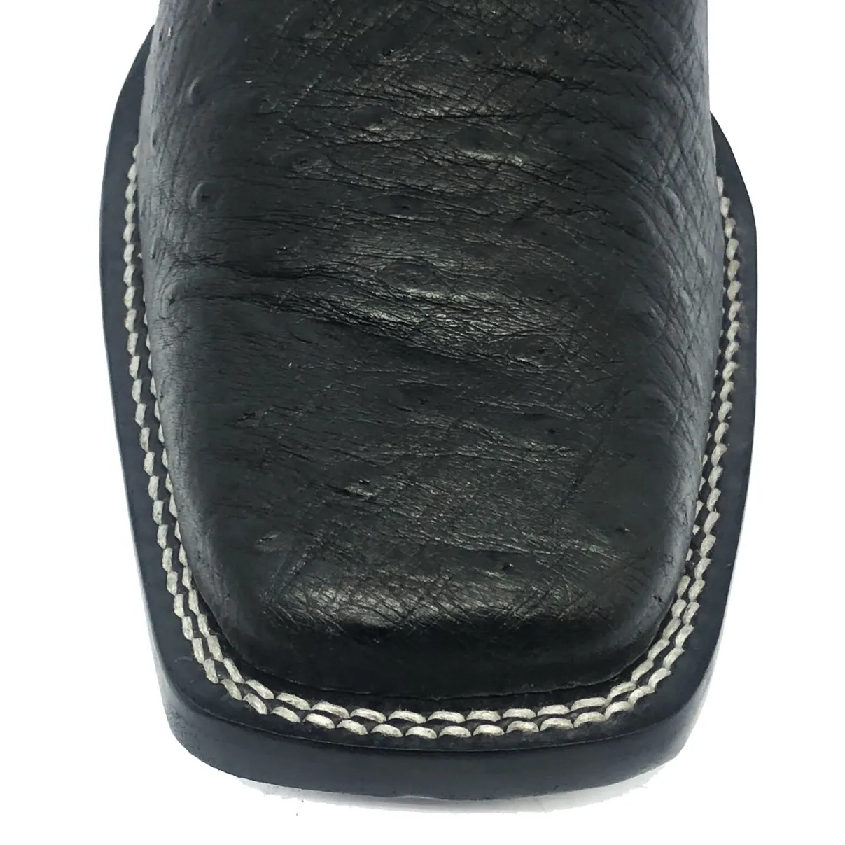 Bota Reizinho Premium Couro De Barriga De Avestruz Preta Limited Edition - Cano Curto, Bico Quadrado Solado Couro Artesa