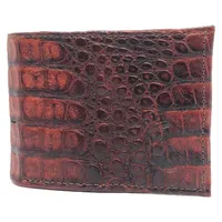 Carteira Compact Slim De Couro Legítimo De Jacaré Vinho - imagem 1