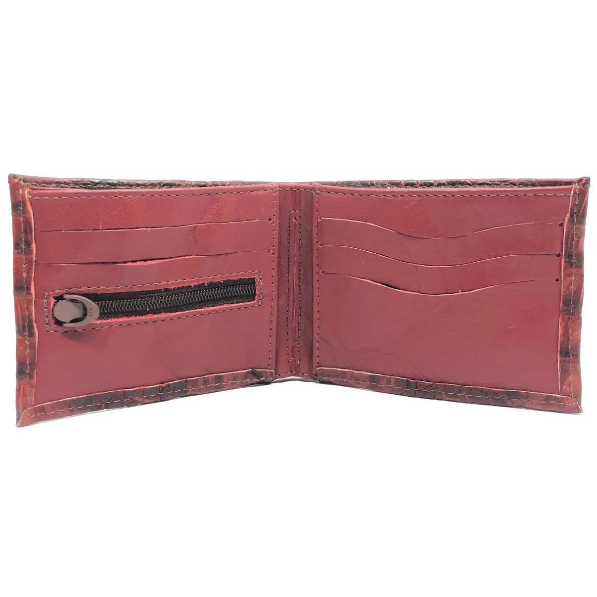 Carteira Compact Slim De Couro Legítimo De Jacaré Vinho