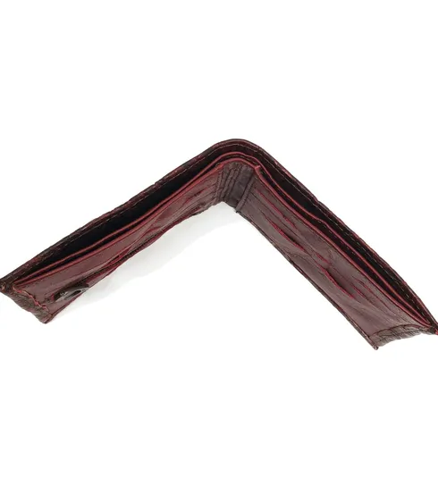 Carteira Compact Slim De Couro Legítimo De Jacaré Vinho