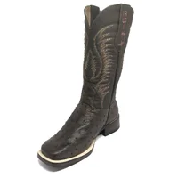Bota Reizinho Premium Couro De Avestruz Cheio Marrom Limited Edition - Cano Alto, Bico Quadrado, Solado Couro Artesanal - imagem 6