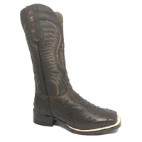 Bota Reizinho Premium Couro De Avestruz Cheio Marrom Limited Edition - Cano Alto, Bico Quadrado, Solado Couro Artesanal - imagem 10