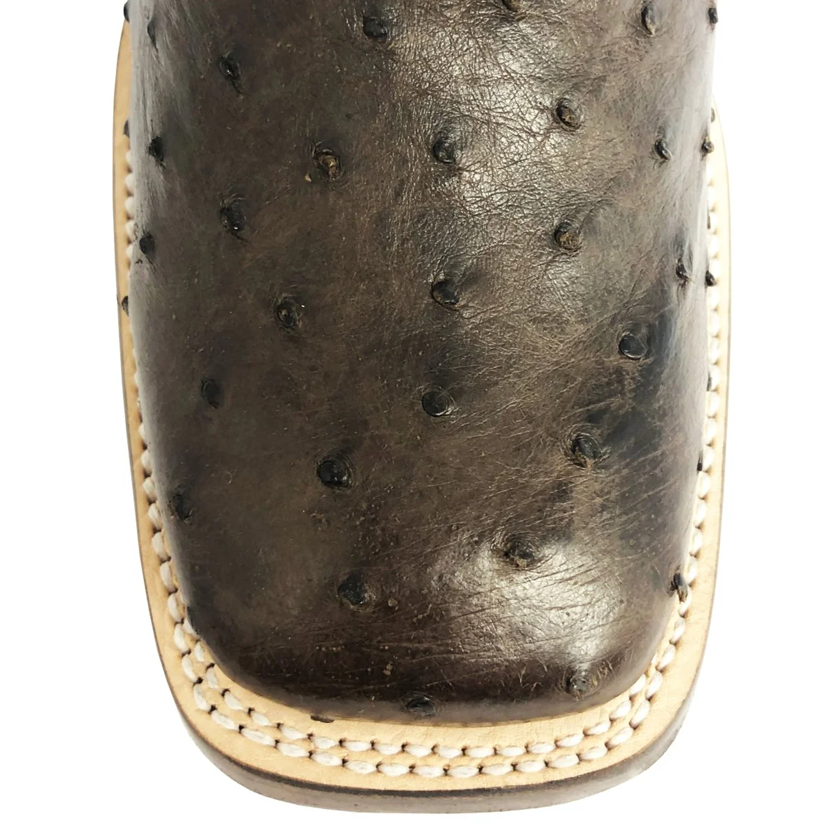 Bota Reizinho Premium Couro De Avestruz Cheio Marrom Limited Edition - Cano Alto, Bico Quadrado, Solado Couro Artesanal