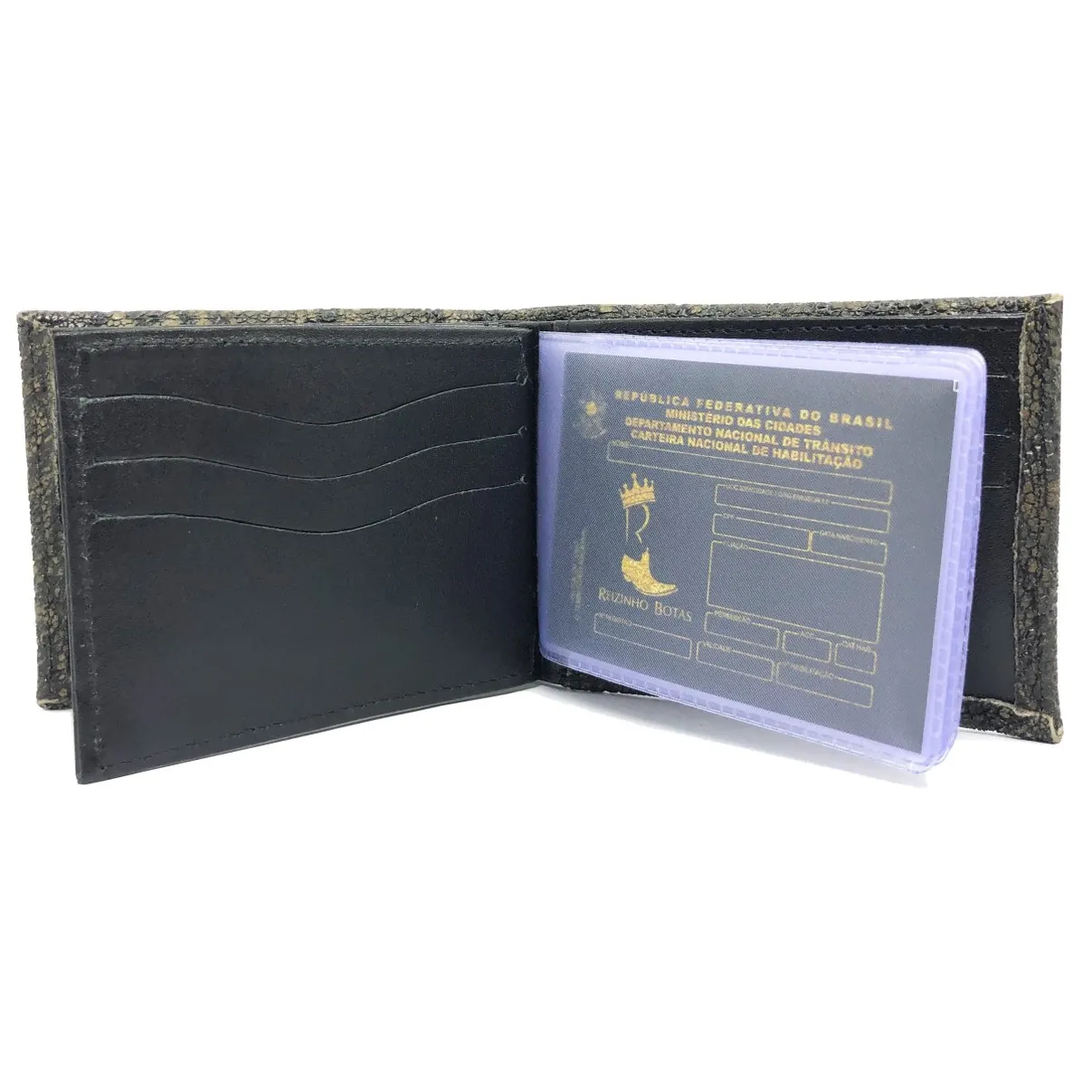 Carteira Compact De Couro Legítimo De Elefante Cor Cinza Natural