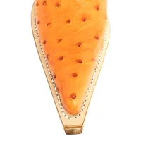 Bota Reizinho Premium Couro De Avestruz Cheio Laranja Limited Edition - Cano Curto, Bico Fino, Solado Couro Artesanal - imagem 3