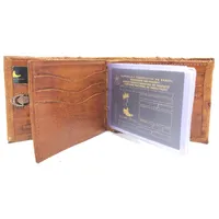 Carteira Compact De Couro Legítimo De Avestruz Cheio Cor Conhaque - imagem 2