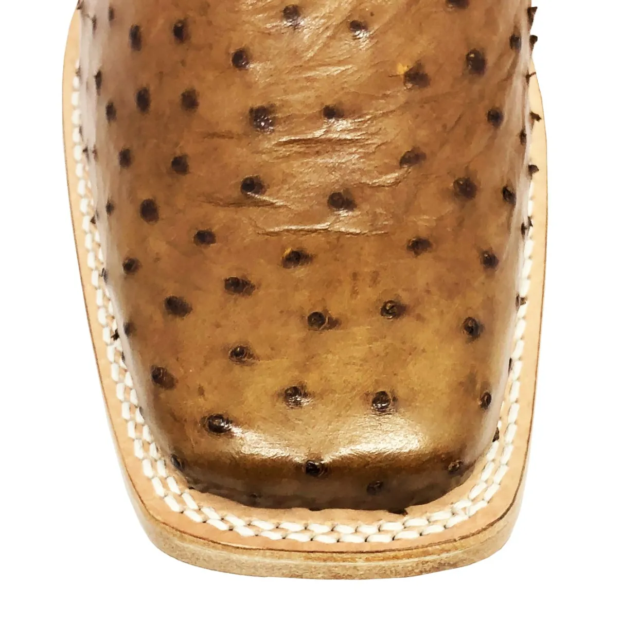 Bota Reizinho Premium Couro De Avestruz Conhaque Limited Edition - Cano Alto, Bico Quadrado, Solado Couro Artesanal