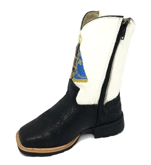 Bota Infantil de Couro de Elefante Preto