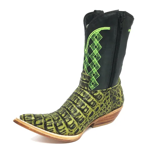 Bota Infantil De Couro De Jacaré Darkness Green Limited Edition