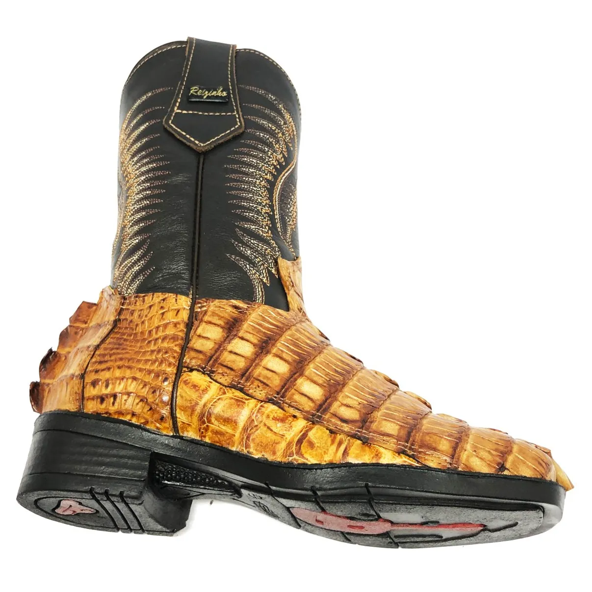 Bota Infantil de Couro de Jacaré Havana Rabo