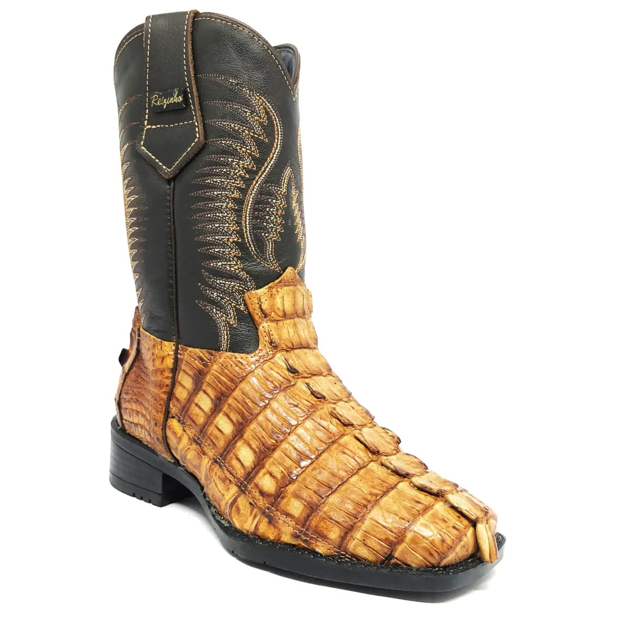 Bota Infantil de Couro de Jacaré Havana Rabo