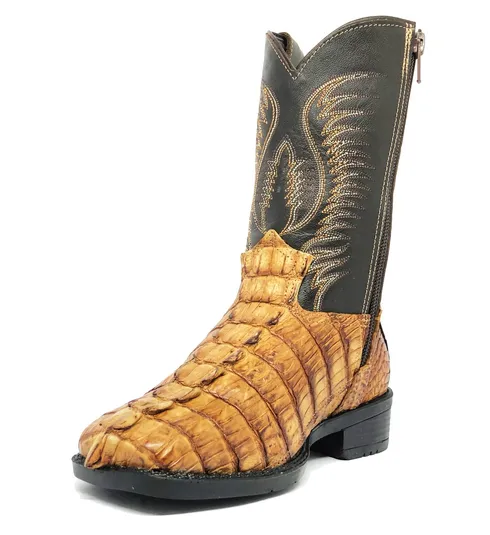 Bota Infantil de Couro de Jacaré Havana Rabo