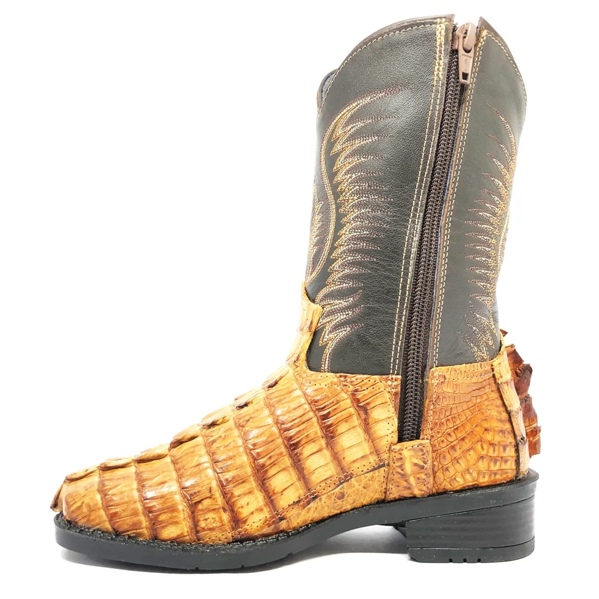 Bota Infantil de Couro de Jacaré Havana Rabo