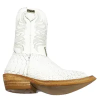 Bota Infantil De Couro Bovino Imitação De Cobra Branca - Cano Alto, Bico Fino, Solado De Couro Artesanal - imagem 3